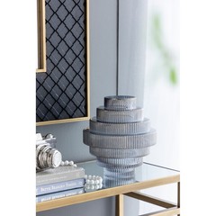 D9.1×9.8″ Tiered Geometric Amber Luster Clear Vase