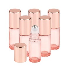 Wresty 1/6 Oz Pink Glass Roller Bottles, 6 Pack 5ml Roll On Bottles With pink