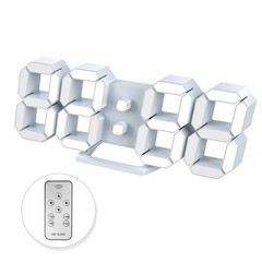 Led Digital Alarm, 3D Wall Clock Desk Auto Dimming 12/24 Hour Date Temperatur…