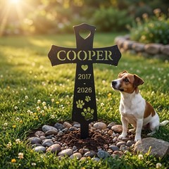 Personalized Dog Memorial Cross Stake, Custom Pet Grave Marker, Sympathy Gift