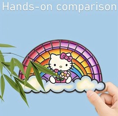 Hello Kitty Sun Catcher, Stained Glass Look Acrylic 8 Inches