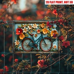 Vintage Flower Bicycle Tin Sign Farmhouse Home Wall Decor Art Garden Flower Gift