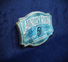 LAUNDRY ROOM -*US MADE*- Die-Cut Embossed Metal Sign – Utility Room Wall Décor