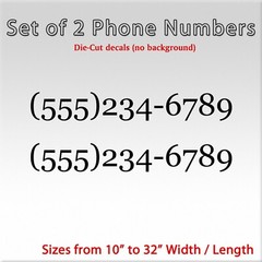 2 pack Phone Numbers Vinyl Die-Cut Decal set of 2 sticker custom company number