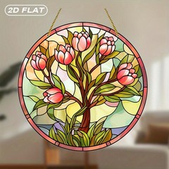 Stained Glass Style Tulip Tree Acrylic Suncatcher Suncatcher Decoration Gift