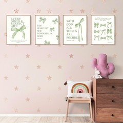 Coquette Sage Green Bow Wall Art Decor Posters, Sage Green Bow Room Bedroom B…