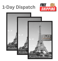 Upsimples 3 Pack 11×17 Picture Frame Black Plastic Scratch Proof Poster