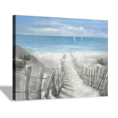 Beach Pathway Canvas Print Artwork: Coastal Ocean Picture Canvas Wall Art Sma…