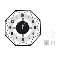 Modern Wall Clock Decorative Wall Mounted Clocks Decoration for Home w/ Hooks