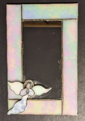 Hanging Stained Glass Rectangular Mirror w/ Angel – 7″x4.5″