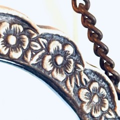 Vintage Turkish 800-900 Silver Wedding Hanging Mirror Ornate Embossed Design