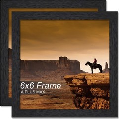 6×6 Picture Frame 2 Pack Black Engineered Wood Photo Frame for 6×6 Inch Pictures
