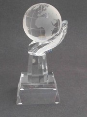 Globe optical GLASS in hand 7.75″ high, Award Gift crystal Gift boxed