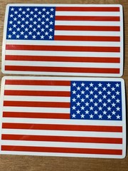 AMERICAN FLAG STICKER, one forward and one reverse red white blue vinyl laminate