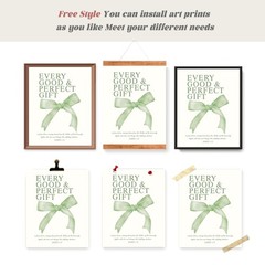 Coquette Sage Green Bow Wall Art Decor Posters, Sage Green Bow Room Bedroom B…