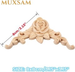 4Pcs Wood Appliques & Onlays for Furniture, 3.15″ x 3.15″8x8cm, Handmade Carv…