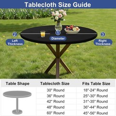 Round Elastic Fitted Tablecloth, Water-Resistant Fabric Tablecloths for 45″-56″