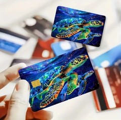 2 pc Durable PVC Privacy Stickers Turtle Credit Card, Debit Card Skins