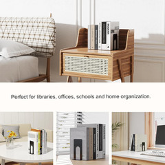 Book Ends, 3 Pairs of Small Bookends for Shelves, 3.9 X 2.8 × 5.2 In, Black Meta