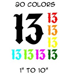 Number 13 Sticker Vinyl Decal Lucky Die Cut – Car Window Wall Decor