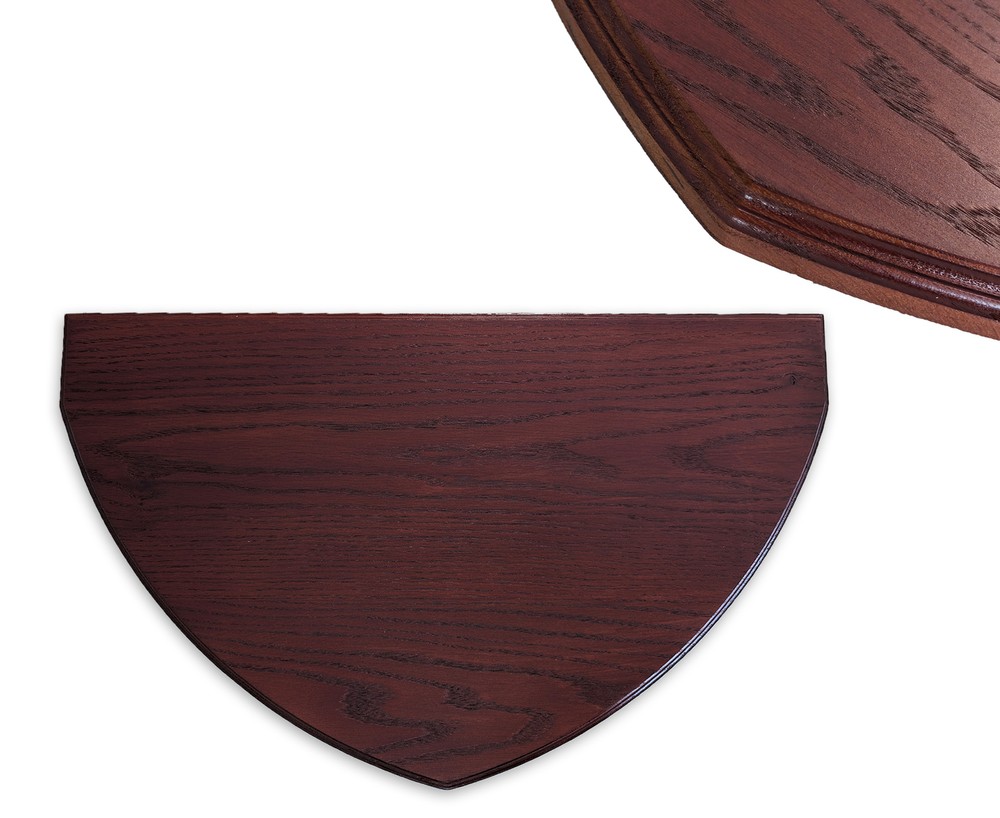 Solid Red Oak Shield Plaque, Flush Mounted, Satin Mahogany Stain, Trophy Mount