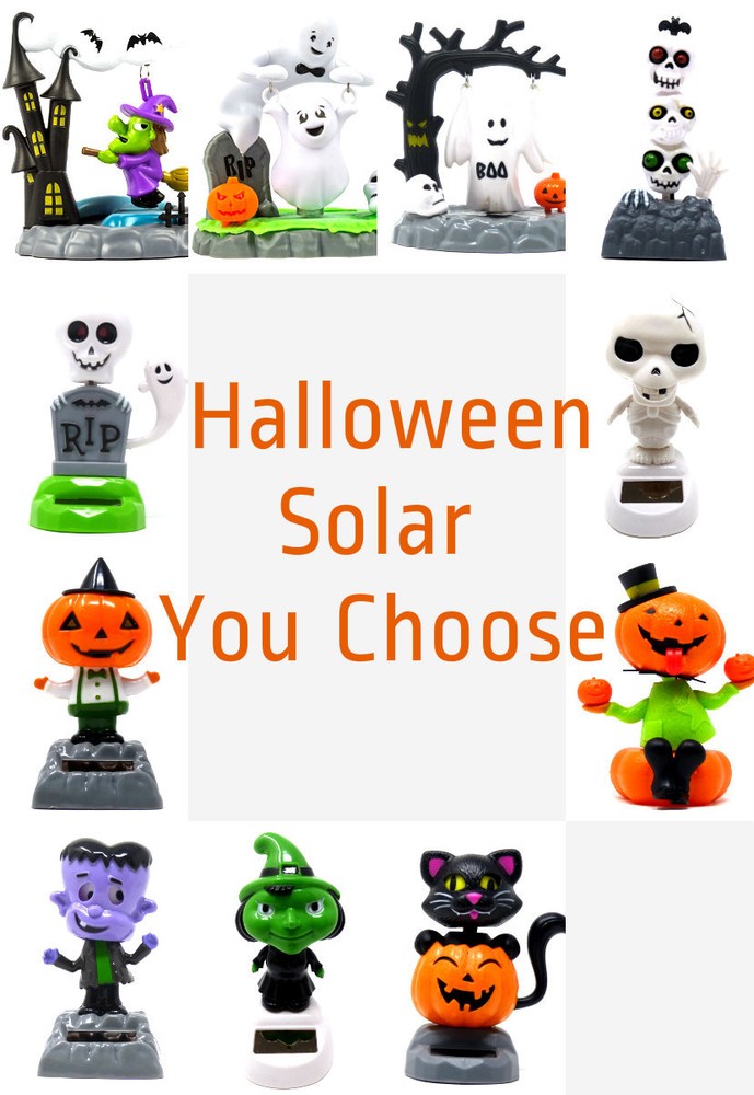 Solar Powered Dancing Halloween Pumpkin Cat Skeleton Ghost Witch ~ You Choose