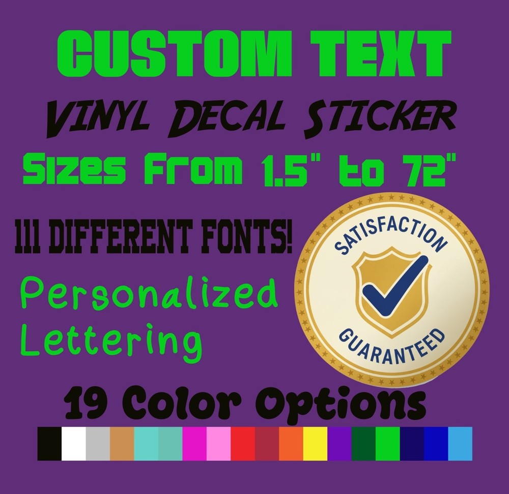 Custom Text Lettering Vinyl Decal Car Window Personalized Business Sign Name