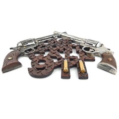 We Don’t Call 911 Sign Crossed Guns Pistols Wall Hanging Western Decor