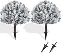 Elegant 21in Set of 2 UV Resistant Artificial Cypress Trees for Indoor & Outdoor
