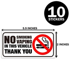 10 No Smoking Vaping Stickers for Homes, Vehicles, 3×1.5 inches, Greener