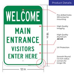 Main Entrance Visitors Welcome Sign,