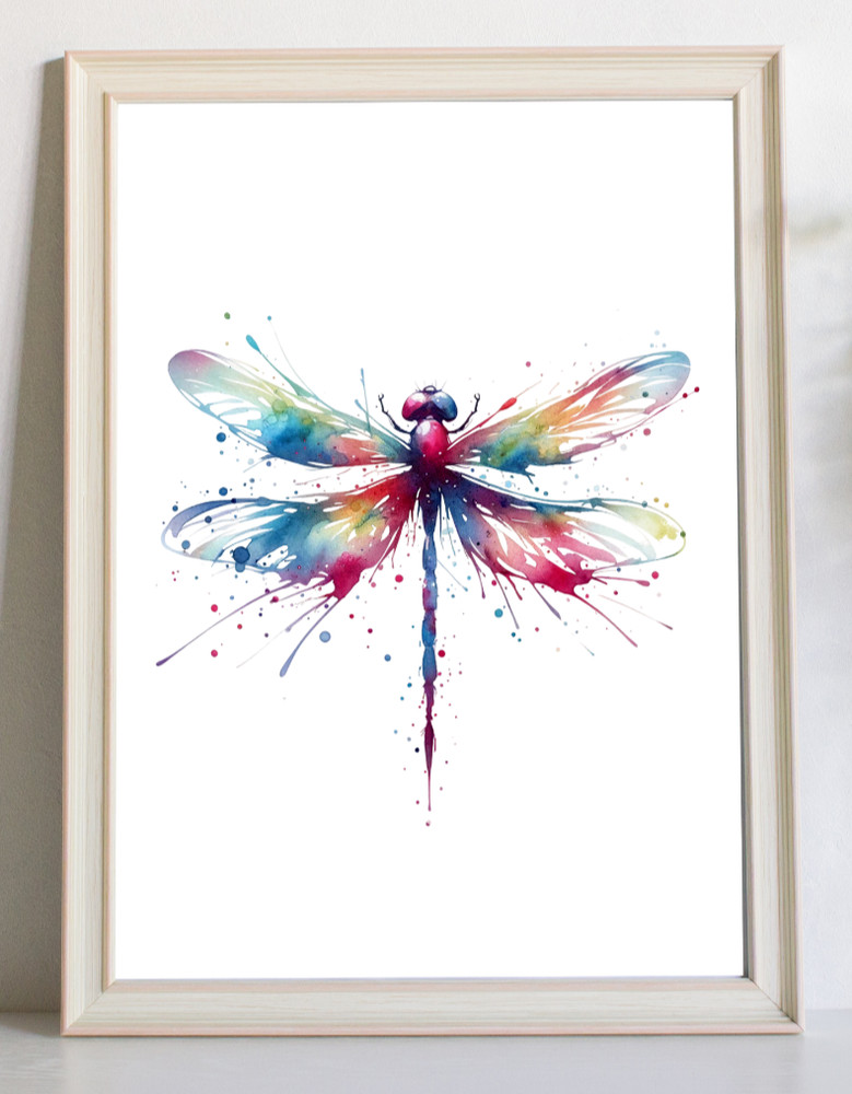 Dragonfly Art Print, Dragonfly Wall Art Decor Print, Nature Print, Botanical Art