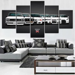 Nissan Skyline GTR Evolution Framed 5 Piece Sports Car Canvas Wall Art Painting
