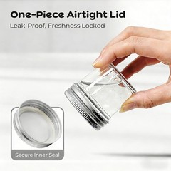 PureRoot 6 Pack Mini Mason Jars 2 oz Glass with Lids, 2 ounces, 2oz-6pcs
