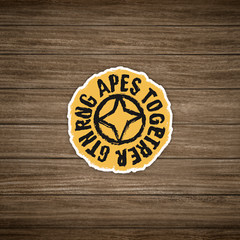 Cheeky Apes Together Strong Quote Sticker – Yellow Grunge Circle Design #501