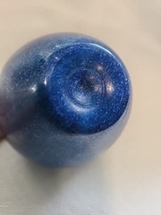 Italian Blue Marble Apple Solid w/Brass Leaf 1960s Paperweight 4″ Shelf Decor