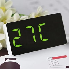 Mini Digital LED Alarm Clock Large Mirror Display USB Snooze Temperature Mode US
