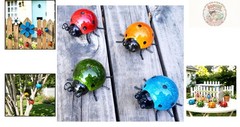 Rust Resistant Metal Ladybug Wall Accents – Set of 4 for Outdoor Charm