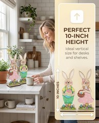 2 piece easter wooden bunny decor,easter decorations,easter Red And White