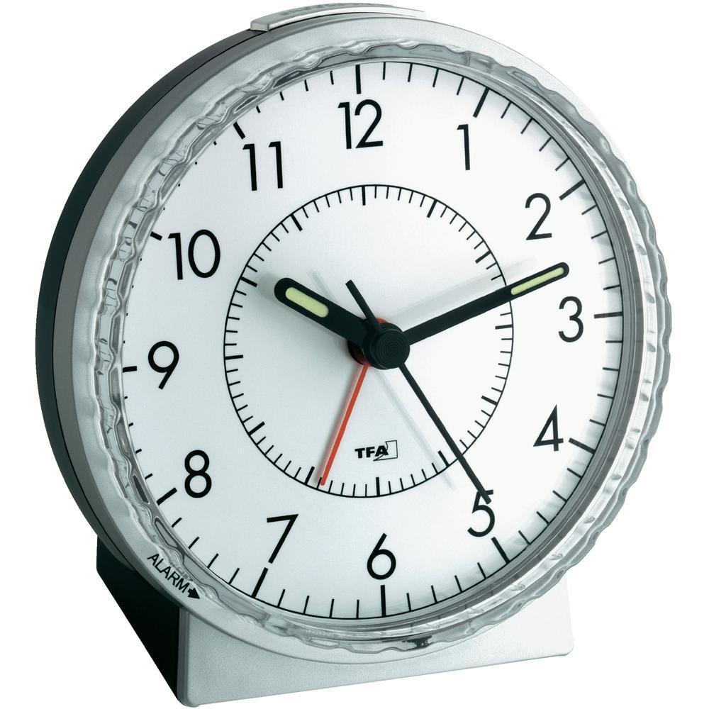 60.1010 La Crosse Technology TFA Silent Sweep Analog Electronic Alarm Clock