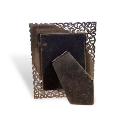 Mini 5 x 4 in. Metal Photo Frame Antiqued Bronze with Ornate Scrollwork Corners