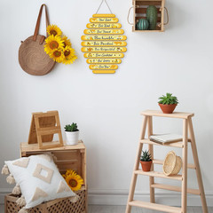 Bee Hive Rules Sign Wooden Inspirational Spring Wall Bee Decor 11.8″ X 19.7″ Dai