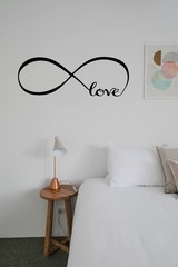 Wall Stickers Bedroom Decor Infinity Symbol Word Love Vinyl 7» X 22», Black