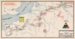 1945 Route Map Trek 5th Armored Division in Europe World War II WW2 Poster