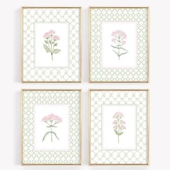 Nursery Girl Floral Wall Art Wildflower Baby Room Canvas Wall Decor Pink Gree…