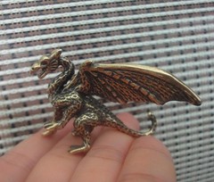 Vintage Style Solid Brass Copper Flying Dragon Statue For Home Garden Decor