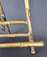 Vtg Florentine Gold Leaf Faux Bamboo Palm Beach Regency Art Display Metal Easel