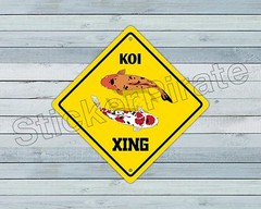 *Aluminum* Koi Crossing Funny Metal Novelty Sign 12″x12″