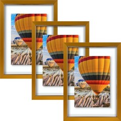 3 Pack 5×7 Bronze Aluminum Floating Picture Frame Glass Gallery Display Decor