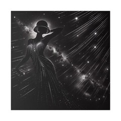 Matte Canvas Wall Art Galactic Flapper Space Noir Art Deco Museum Gallery Decor